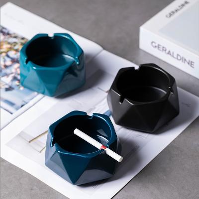 China Nordic Europe Creative Ceramic Ashtray Commercial Office Hotel Winery Logo Custom Simple Polygon Ashtray for sale