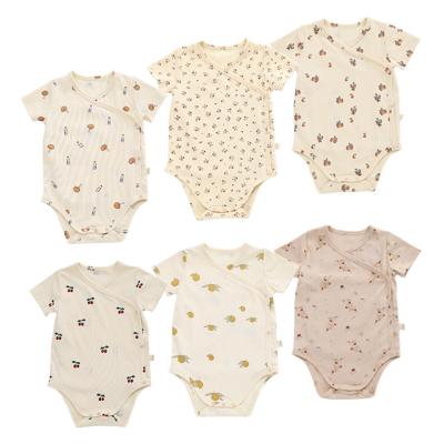 China European and American spring triangle style infants anti-shrink khaki rising shorts sleeved overalls baby clothes for sale