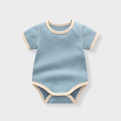 China Spandex / Fiber Shorts Bamboo Sleeve Pit Stripe Jumpsuits Playsuits And Bodysuits Newborn Baby Clothes Baby Summer Clothes for sale