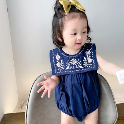 China Summer Embroidered Girls Jumpsuit Spring/Navy Collar Breathable Baby Clothes Printed Baby Clothes Baby Clothes Rompers for sale