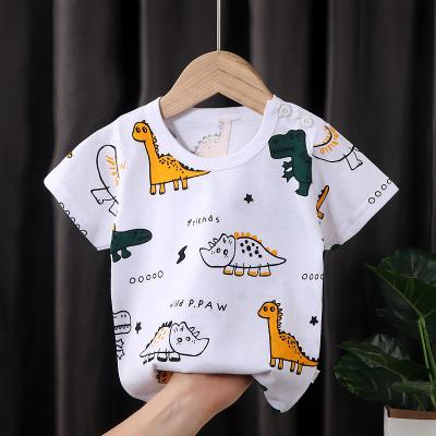 China Children's breathable short sleeve summer cotton top cartoon printed boys and girls T-shirt children's wear baby clothing for sale