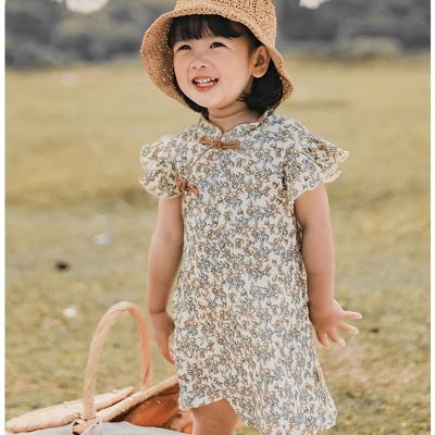 China Chinese Style Girls Breathable Sleeve Light Breathable Dresses Chinese Style Baby Short Bridesmaids Dresses for sale