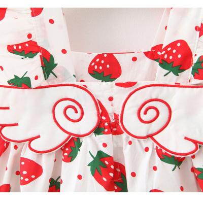 China Washable Casual Red Sleeveless Floral Kids Pleated Skirt Girls Kids Clothing Slip Dresses Summer Suspender Cotton Baby Dresses for sale