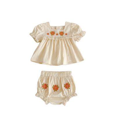 China Popular Style Infant Summer Breathable Two Piece Suspender Set Romper Clothing Printed Baby for sale