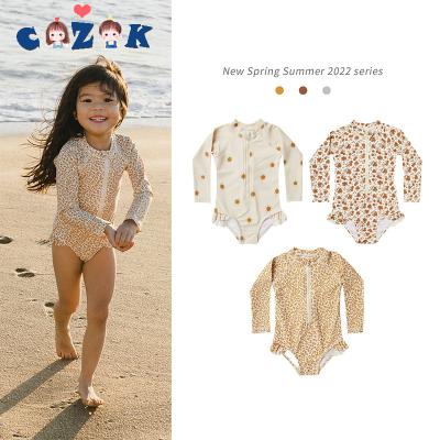 China 2022 New Girl's Backless Princess Lovely Holiday Beach Antibacterial Floral Printing/Hot Spring Bathing Clothes Baby One-Piece Swimsuit for sale