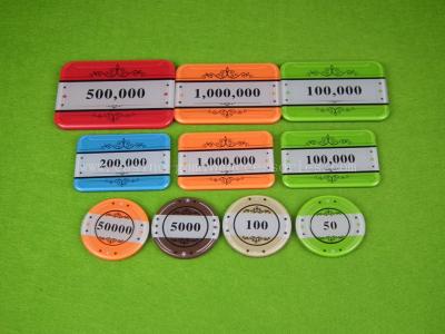 China Customized Acrylic RFID Poker Casino Chips Denominations 1000 Square Sticker for sale