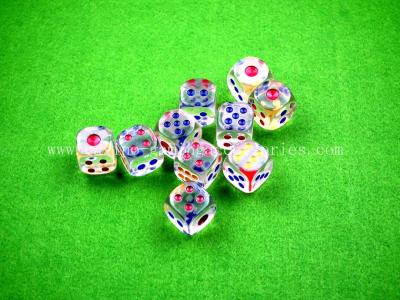 China Plastic Craps Dice White / Red / Clear With Number Dots For Casino for sale