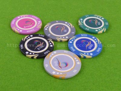 China 14g Clay Poker Chip With Denomination , Nylon Token Poker Chips For Casino for sale