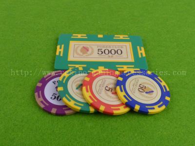 China Clay Casino Poker Chips With Sticker , Casino Baccarat Invisible UV Mark Poker Chip for sale