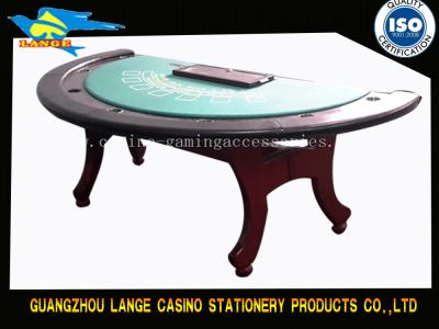 China Half Round Wood Blackjack Game Poker Table Portable Cloth Blue H Leg Design for sale