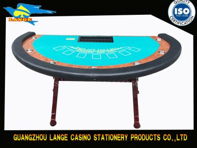 China Green Foldable Casino Poker Table , H Wooden Leg Gambling Niu Niu Table for sale