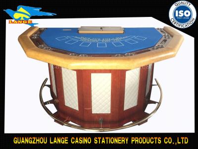 China 78 Inch Fireproof Blue Blackjack Poker Table For Casino Poker With Cabinet for sale