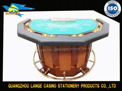 China High Top Caribbean Blackjack Poker Table With Dealer Position Wood 5 Person for sale