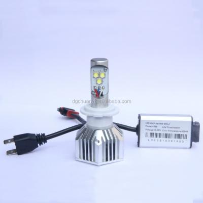 China Super Bright H7 Diecast Aluminum Housing 12v 30W 55w Led Headlight Car Bulb for sale