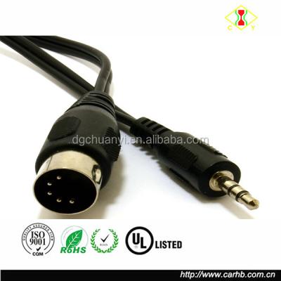 China Automotive 5 Pin Din MIDI Plug to 3.5mm Jack Stereo Plug Audio Cable for sale