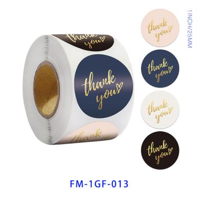 China Waterproof Professional Pack Thank You Stickers 500 Labels / Roll Logo Sticker Label Good Texture Thank You Label Sticker for sale