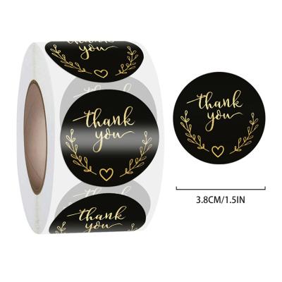 China Gold Foil Waterproof Sticker Eco Friendly Wholesale Price Round Thank You Small Business Label Stickers for sale