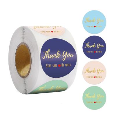 China Waterproof 2021 New Designed Thank You Stay Safe Stickers Waterproof Adhesive Thank You Foil Stickers For Boxes for sale