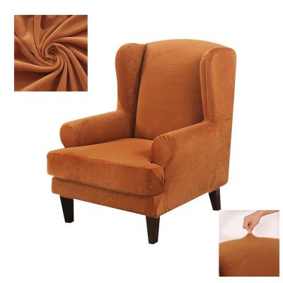 China Amazon Wing Back Chair Cover Velvet Elastic Breathable Comfort Warm Spandex Stretch Slipcovers for Stylish Office Chairs 2 Piece Set with Elastic for sale