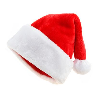 China 2021 Christamas Home Decoration Unisex-Adult Christmas Hat Extras Thicken Plush Santa Christmas Hats Holiday Cap for sale