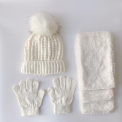 China Cheap BSCI Winter Warm Thick Pom Beanie Cap Kids Knit Hat And Scarf Set Factory Eco-Friendly Custom Made for sale