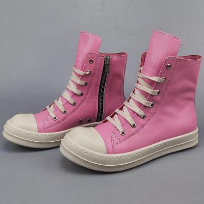 China Rick Owens Casual Custom Canvas Men's Boots Oversized Martin Boots Shoes Pink Customized OEM Logo Deodorization Women's Casual Flat Canvas Tall for sale