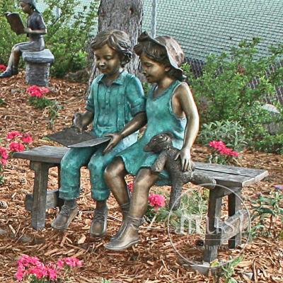 China Europe Style Hot Selling Western Children Playing Bird Bronze Statue for sale