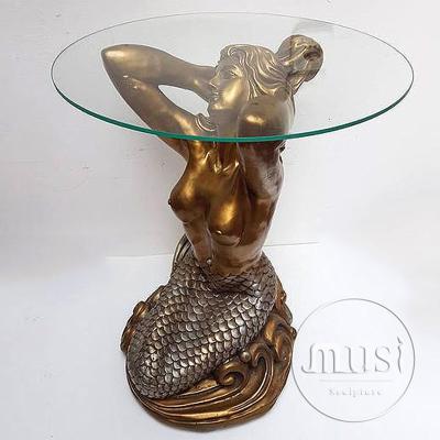 China Europe Mermaid Table Base Bronze Statue Art Decoration Metal Craft Cast for sale