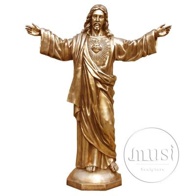 China Hot Antique Jesus Craft Bronze Statue Europe Art Supplies Garden Decoration Metal for sale