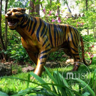 China Tiger Wild Animal Statue Europe Theme Park Decoration Life Size Bronze Sculpture for sale