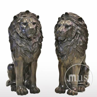 China Europe Cheapest Cast Bronze Paired Lions Statues for sale