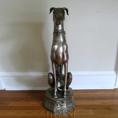 China Europe Door Way Entrance Decoration Bronze Life Size Greyhound Dog Sitting Sculpture for sale