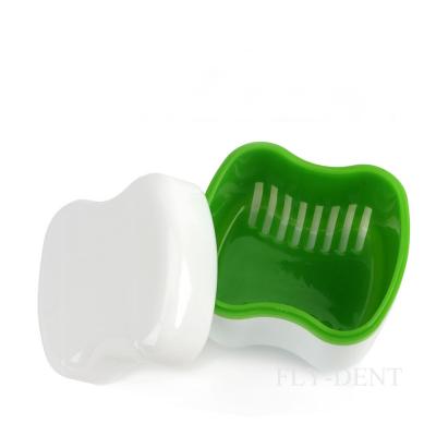 China Denture Container Dental Tooth Storage Box Bath Case False Teeth Rinsing for sale