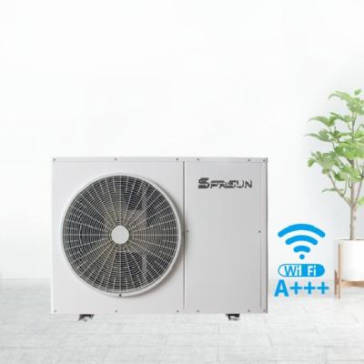 China Hotel 9.5KW A+++ Energy Label Monoblock Type DC Inverter Air To Water Heat Pump For Hot Water Space Heating Cooling for sale