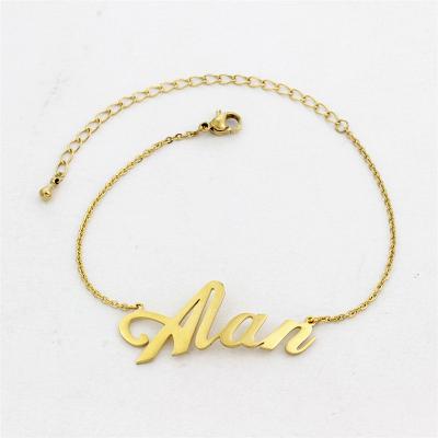 China Custom Gold Plated Stainless Steel Initial Letter Pendants Name Anklet Chain Women Men Jewelry for sale