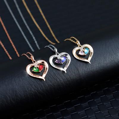 China TRENDY Minimalist DIY Jewelry 18K Gold Engrave Custom Name Personalized Heart Necklace for sale