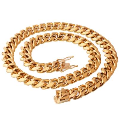 China Trendy Classic Gold Plated Jewelry Necklace Hip Hop Jewelry Custom Cuban Link Necklace for sale