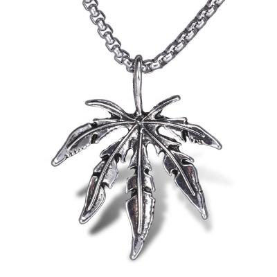 China Fashionable Outlet Jewelry Leaf Necklace Stainless Steel Hip Hop Custom Iced Out Jewelry For Rap for sale