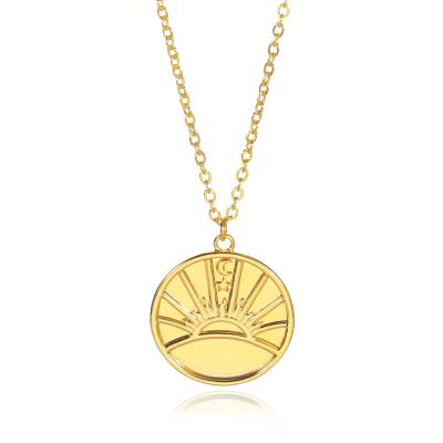 China New Fashion Lead Free Nickel Free 18k Gold Plated Stainless Steel Sun Necklace Pendant Sunrise for sale