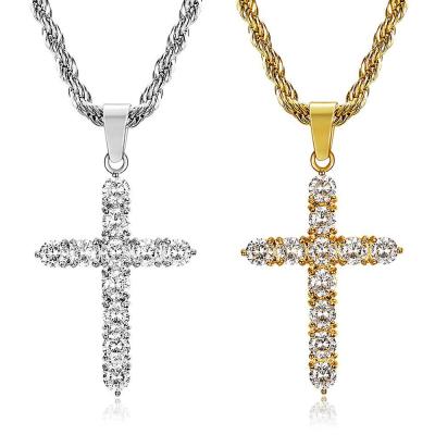 China Wholesale 18k Non-fading Gold Plated Stainless Steel Cross Pendant Men's Pendant Necklace Men's Nail Stud for sale