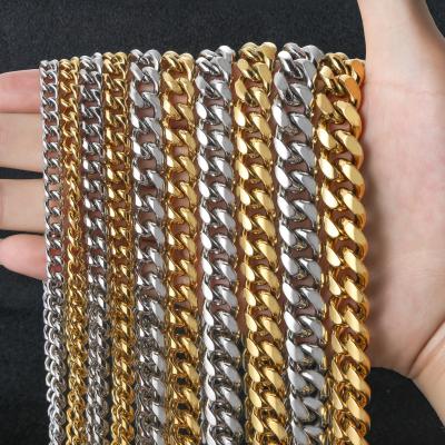 China Hip Hop Hip Hop Stainless Steel 18K Gold Plated Iced Out Cuban Link Chain for sale