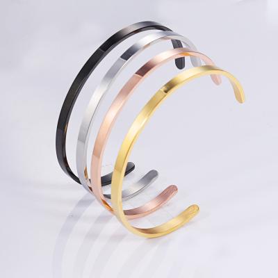 China CLASSIC High Quality Thin Gold Stainless Steel Laser Engrave Cuff Bangle Bracelet Custom For Jewelry Making for sale