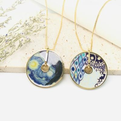 China TRENDY Gold Star Dubai Gold Jewelry Set Necklace Fashion Jewelry Enamel Pattern Gold Necklace for sale