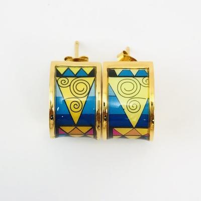 China TRENDY Star Jewelry Fashion Jewelry 18K Gold Gold Plated Stainless Steel Enamel Stud Earrings For Women for sale