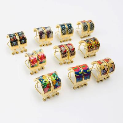 China TRENDY Gold Star Enamel Circle Earrings In 18kt Yellow Gold Italian Fine Jewelry Set for sale