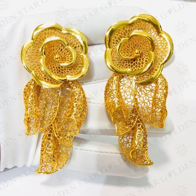 China FASHIONABLE star design EARRINGS gold designs gold jewelry rose shape fashion design gold plated earrings for sale