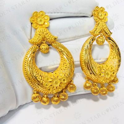 China FASHIONABLE Star Jewelry Golden Gold Plated Long Hoop Earrings Gold Plated Circles Earrings for sale