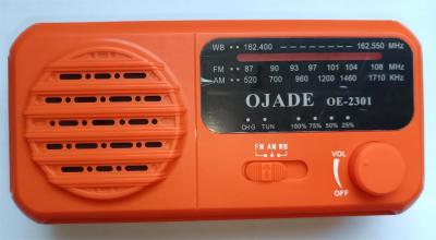 China ABS Plastic Emergency Solar Hand Crank Radio FM87 1w LED Solar Panel for sale