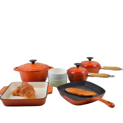 China Sustainable Dutch 5 Piece Cast Iron Casserole Set Sauce Pan / Dish Oven for sale