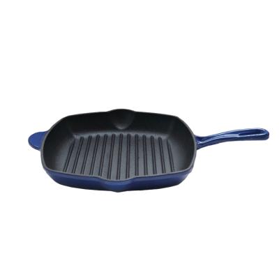 China Gas Cooker Steak Grill Dish Barbecue Cast Iron Enamel Square Grill Frying Pan for sale